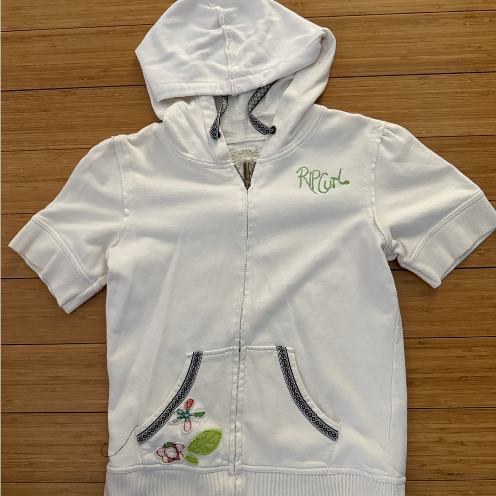 Rip Curl White Hooded Sweatshirt Lightweight Pullover